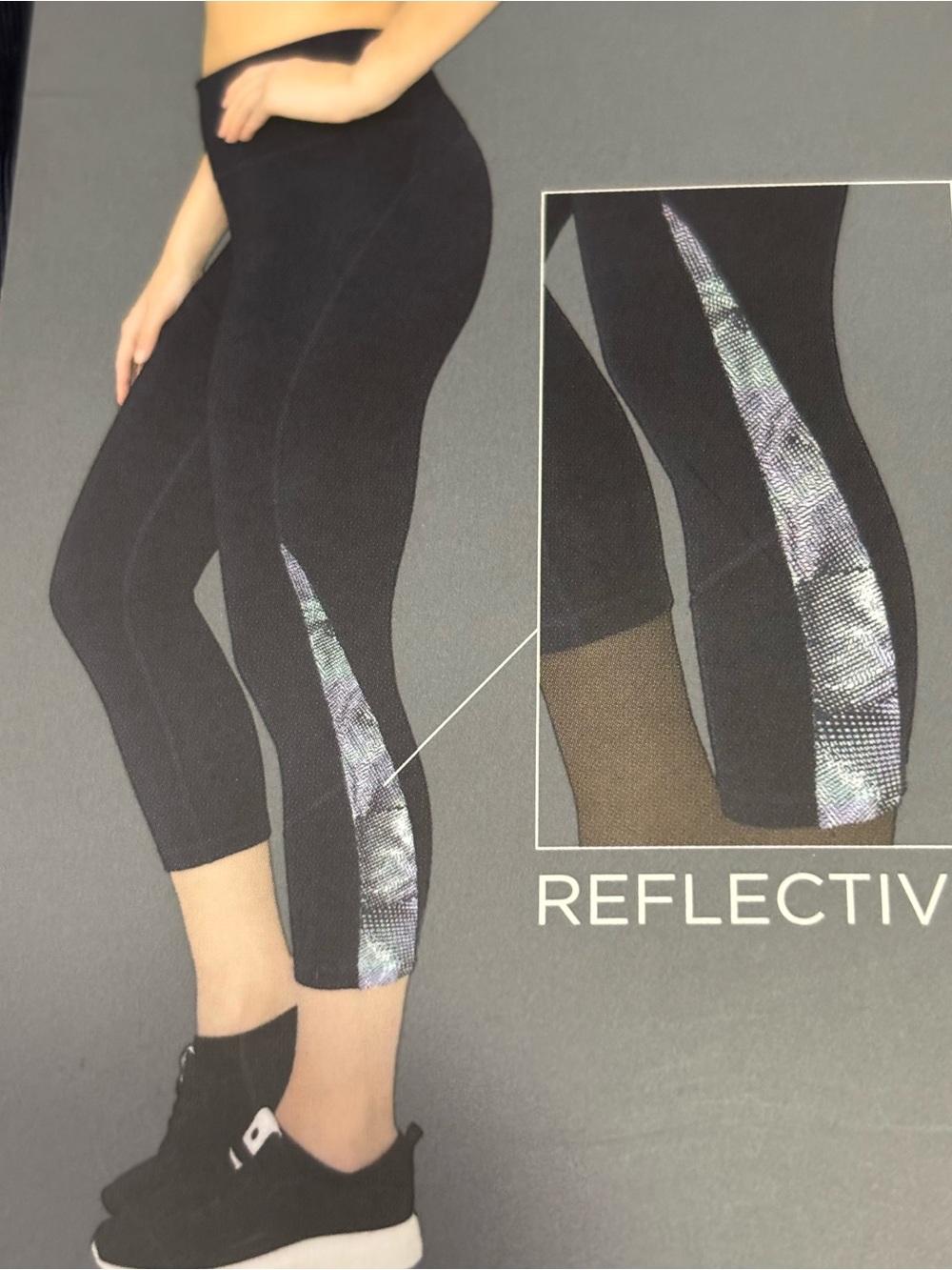 Kirkland Signature Black Reflective Crop Tights Size XXL NEW